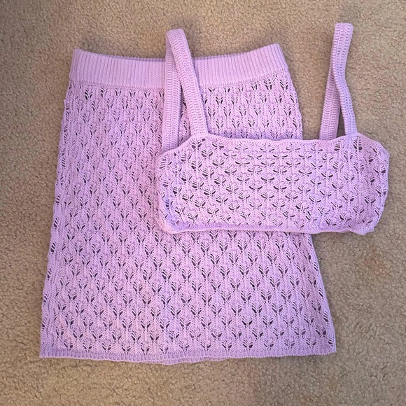 For Love And Lemons Dresses & Skirts - For Love and Lemons lavender knit two piece set crop top skirt sleeveless mini